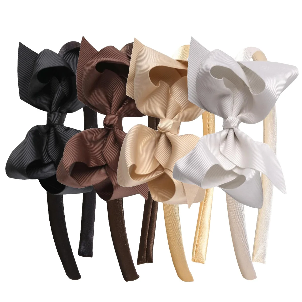 4pcs 4.5inch Grosgrain Ribbon Bows Headbands for Girls Satin Hairbands Hair Bows Headband Party Hair Accessories