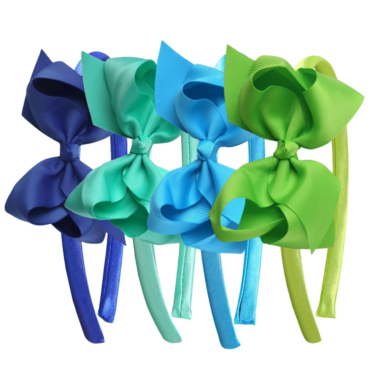 4pcs 4.5inch Grosgrain Ribbon Bows Headbands for Girls Satin Hairbands Hair Bows Headband Party Hair Accessories