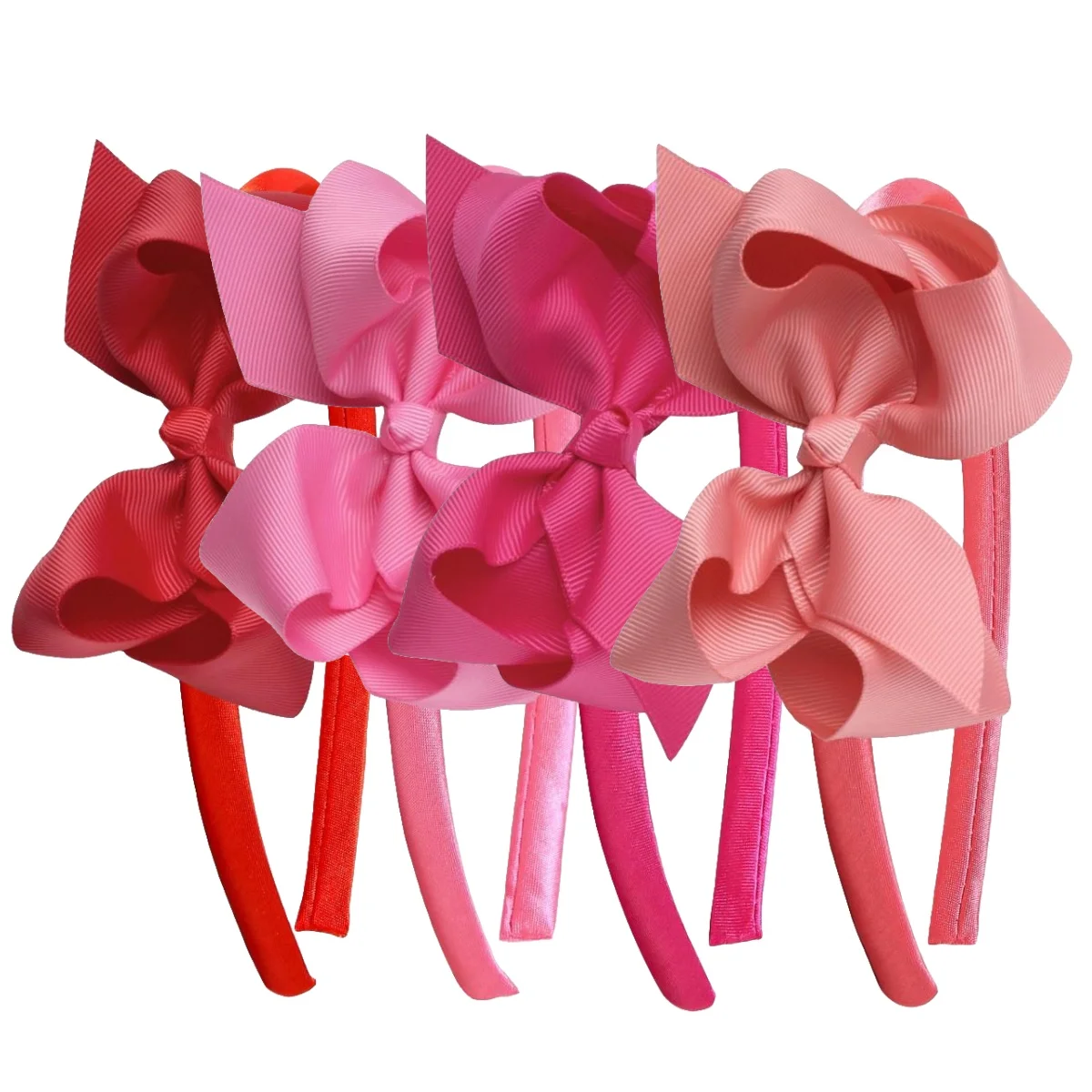 4pcs 4.5inch Grosgrain Ribbon Bows Headbands for Girls Satin Hairbands Hair Bows Headband Party Hair Accessories