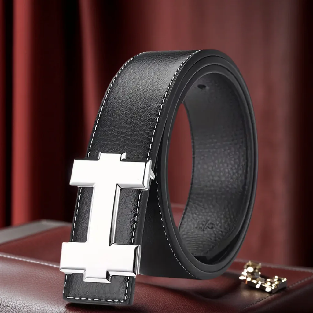 3.5cm Fashion Casual Belt with Silver Smooth Buckle, Designer men belt High-Quality, Unisex Fit, Perfect for Jeans Workwear