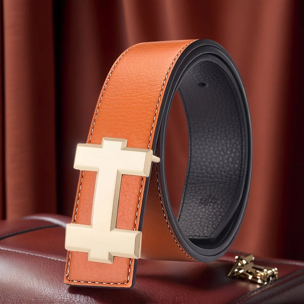 3.5cm Fashion Casual Belt with Silver Smooth Buckle, Designer men belt High-Quality, Unisex Fit, Perfect for Jeans Workwear