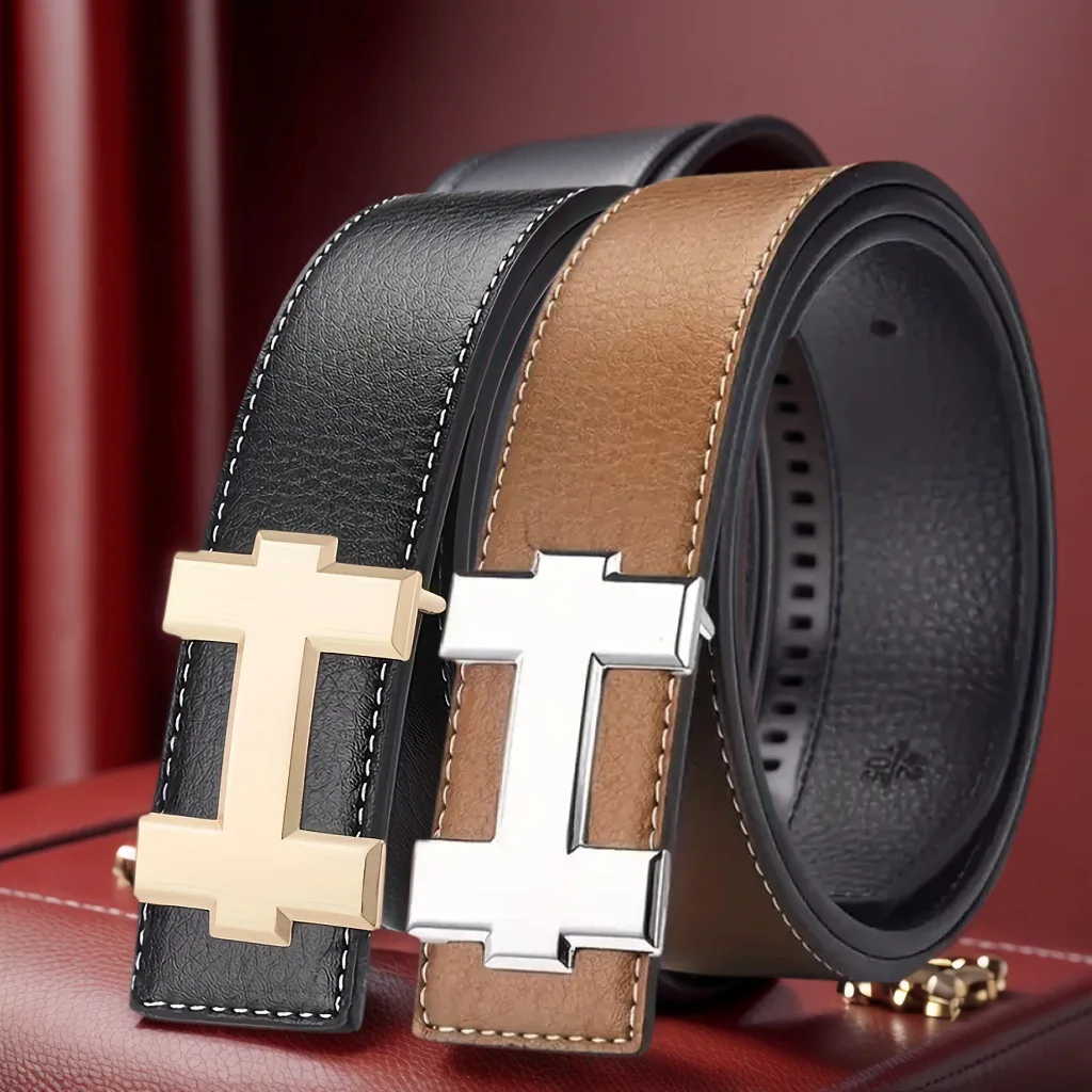 3.5cm Fashion Casual Belt with Silver Smooth Buckle, Designer men belt High-Quality, Unisex Fit, Perfect for Jeans Workwear