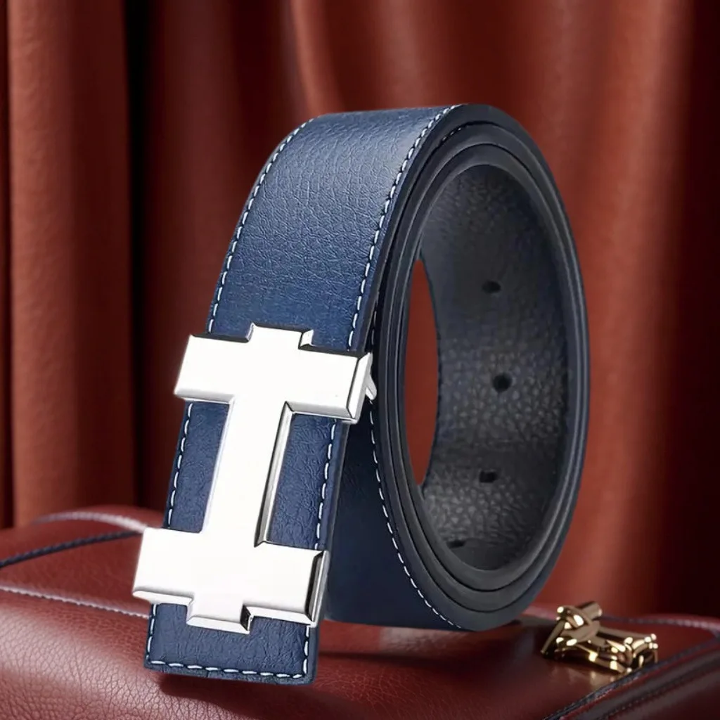 3.5cm Fashion Casual Belt with Silver Smooth Buckle, Designer men belt High-Quality, Unisex Fit, Perfect for Jeans Workwear