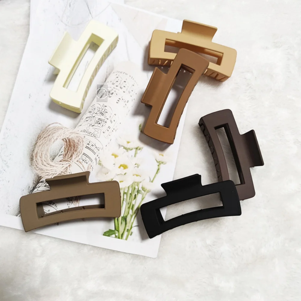 4PcsCoffee Color Medium-Sized Square Hair Clips, Suitable for Daily Use, Women's Hair Accessories, Gift Recommendation