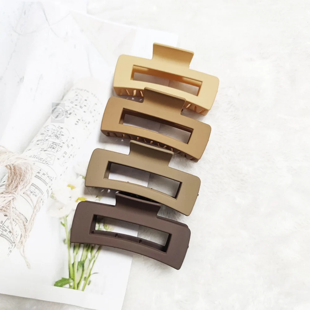 4PcsCoffee Color Medium-Sized Square Hair Clips, Suitable for Daily Use, Women's Hair Accessories, Gift Recommendation