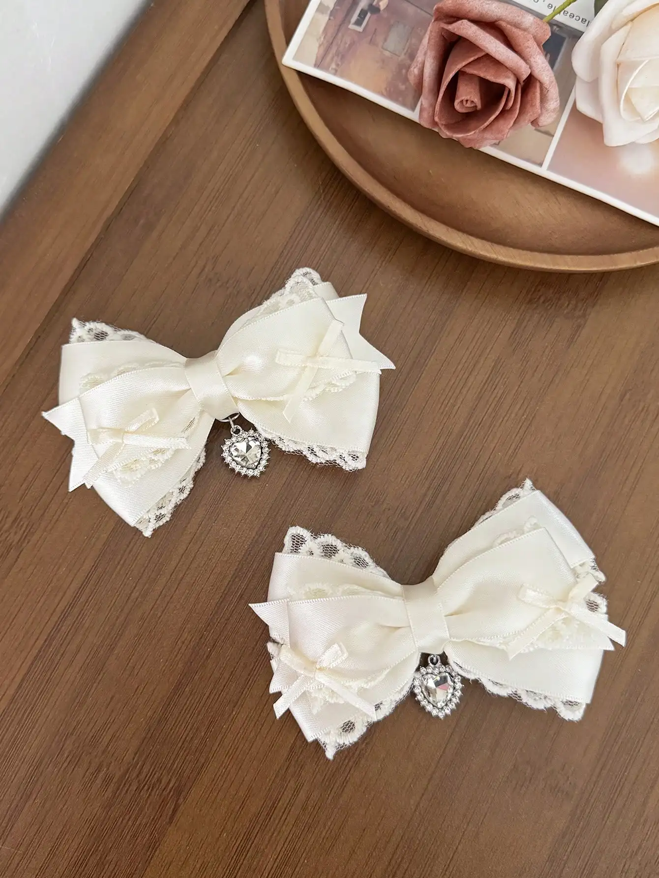 Two-piece women's lace sweet bow hair clip Lolita hair accessory, versatile alligator clip, suitable for any occasion