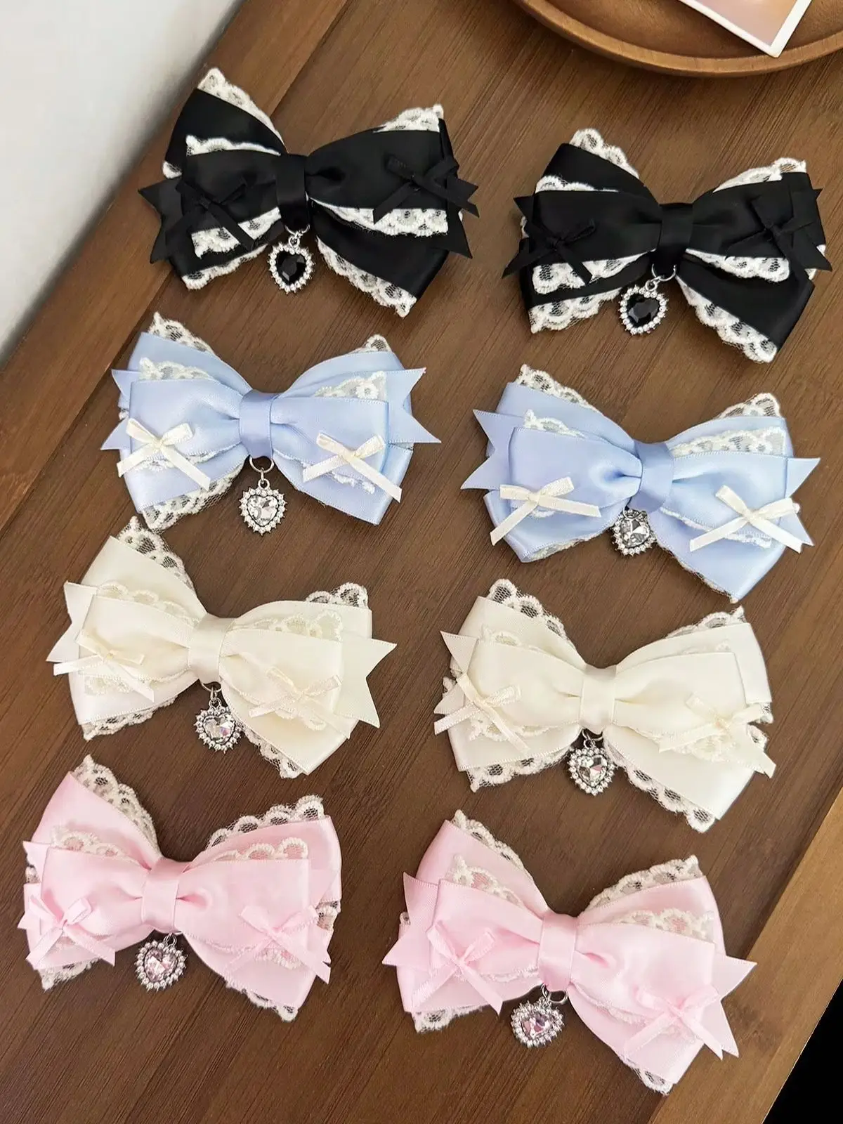 Two-piece women's lace sweet bow hair clip Lolita hair accessory, versatile alligator clip, suitable for any occasion