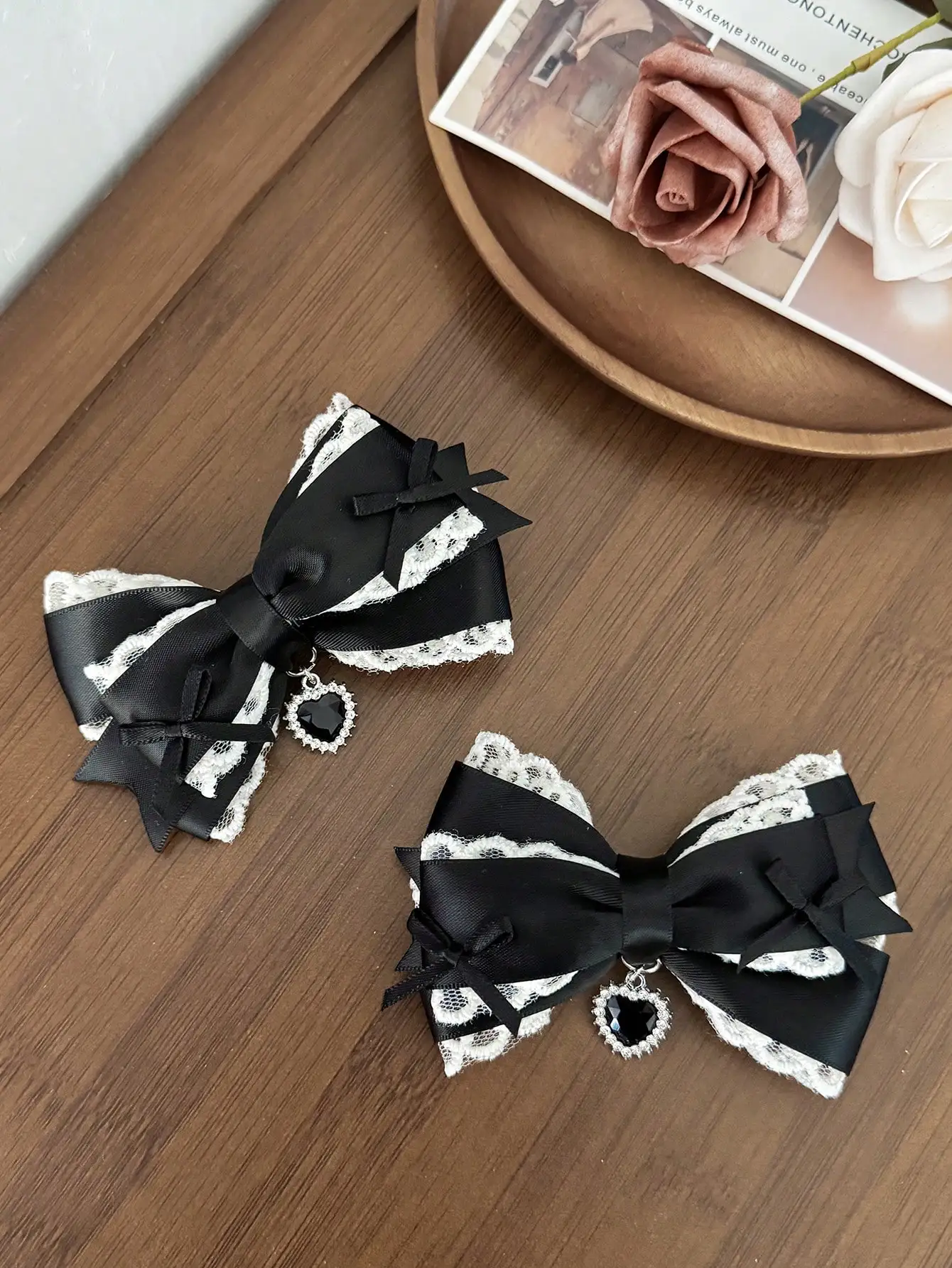 Two-piece women's lace sweet bow hair clip Lolita hair accessory, versatile alligator clip, suitable for any occasion