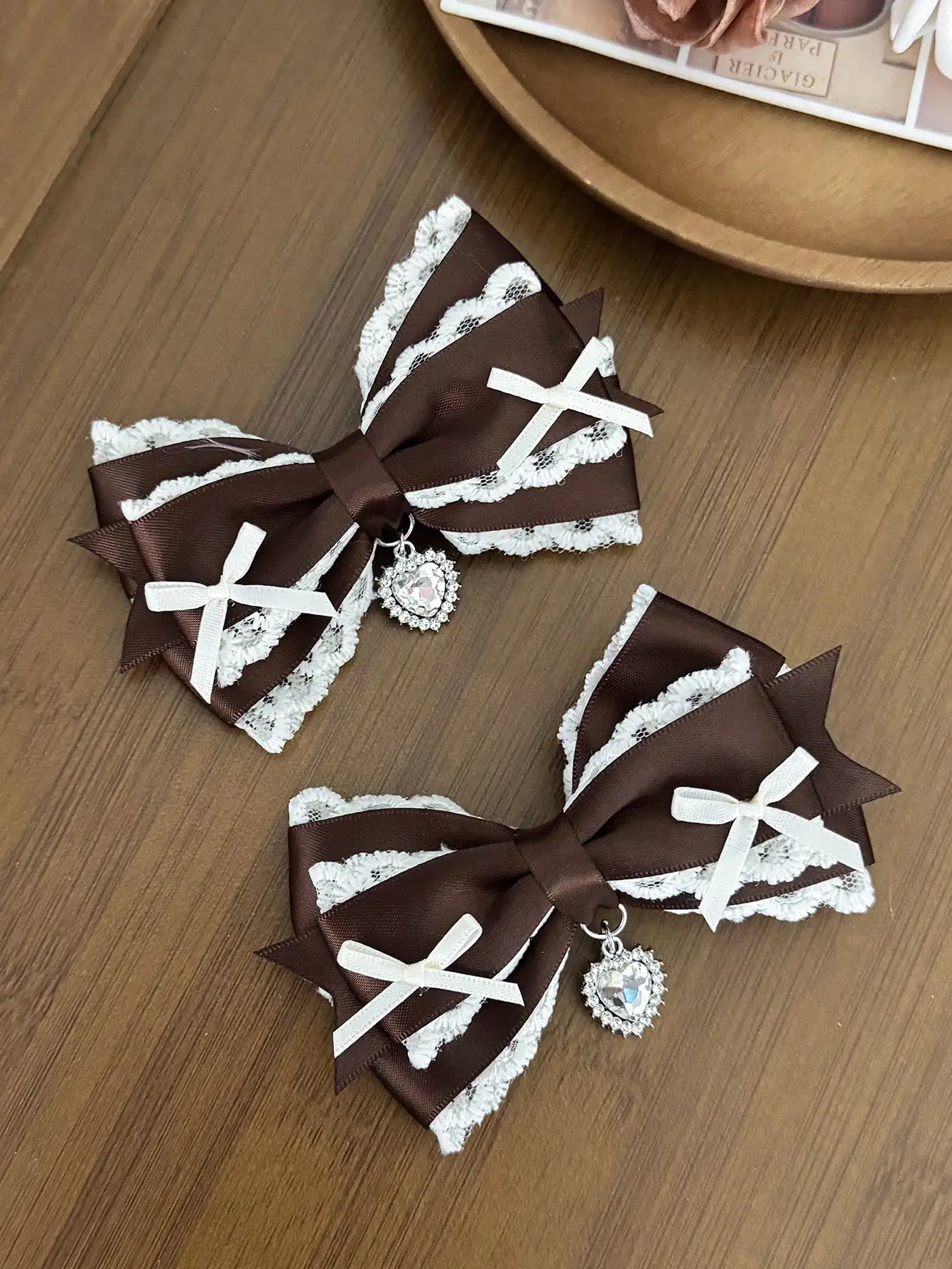 Two-piece women's lace sweet bow hair clip Lolita hair accessory, versatile alligator clip, suitable for any occasion