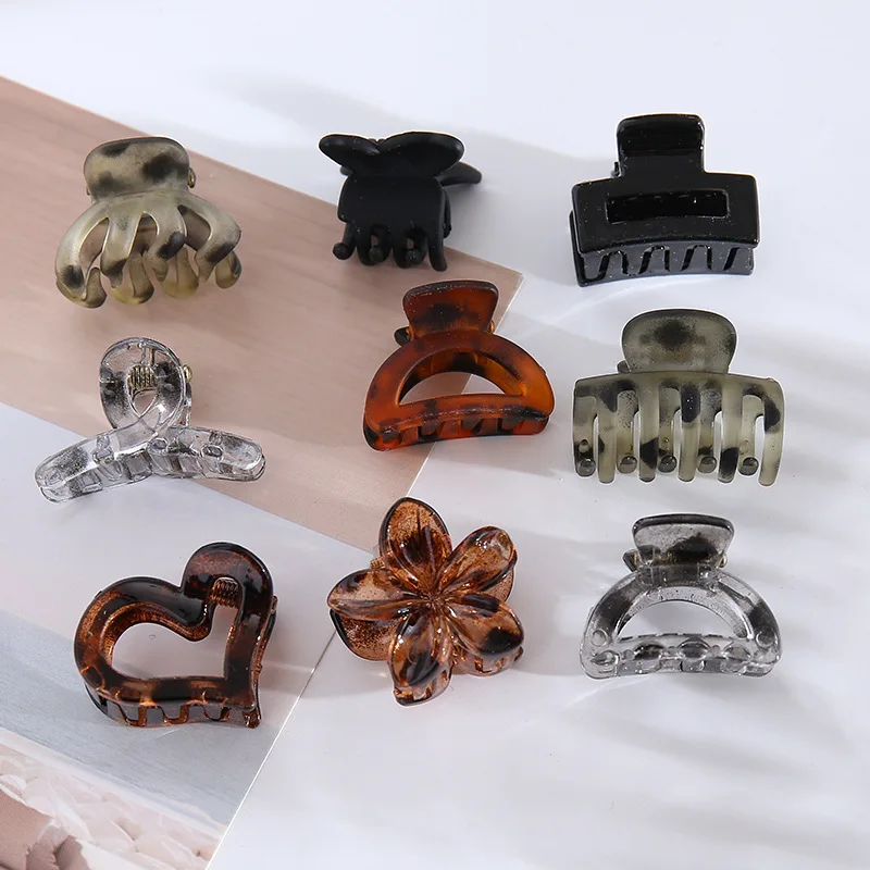 6Pcs Small Flower Hair Claw Clips for Women Girls,Matte Rectange Jaw Clips,Semicircle Barrettes for Thin Hair