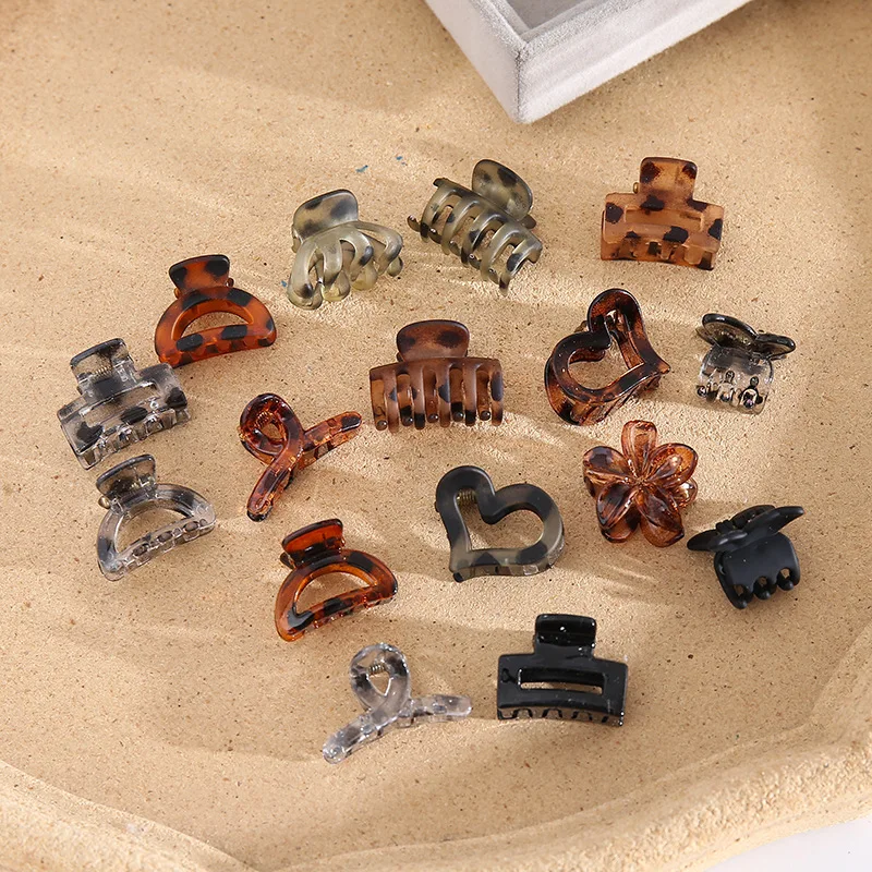 6Pcs Small Flower Hair Claw Clips for Women Girls,Matte Rectange Jaw Clips,Semicircle Barrettes for Thin Hair