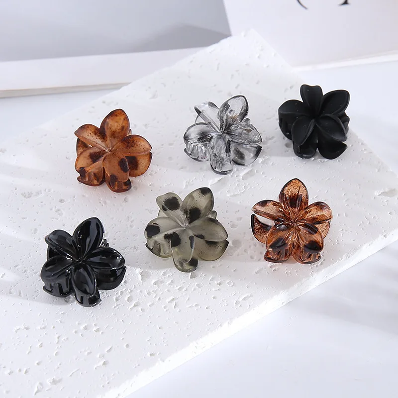 6Pcs Small Flower Hair Claw Clips for Women Girls,Matte Rectange Jaw Clips,Semicircle Barrettes for Thin Hair