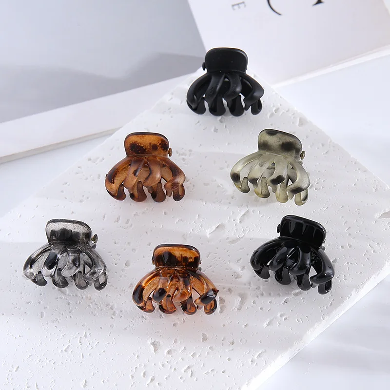 6Pcs Small Flower Hair Claw Clips for Women Girls,Matte Rectange Jaw Clips,Semicircle Barrettes for Thin Hair