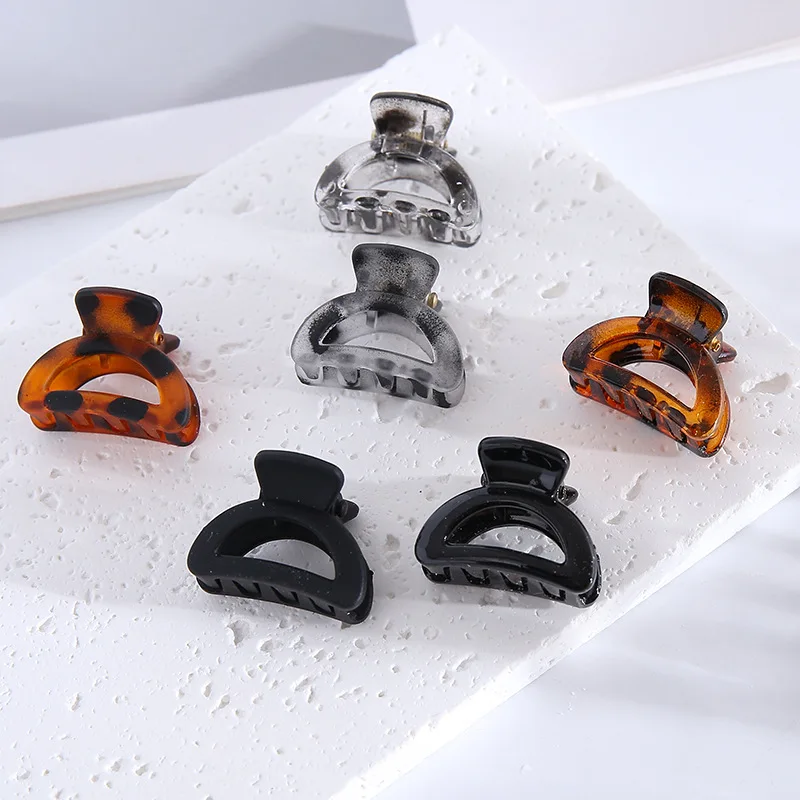 6Pcs Small Flower Hair Claw Clips for Women Girls,Matte Rectange Jaw Clips,Semicircle Barrettes for Thin Hair
