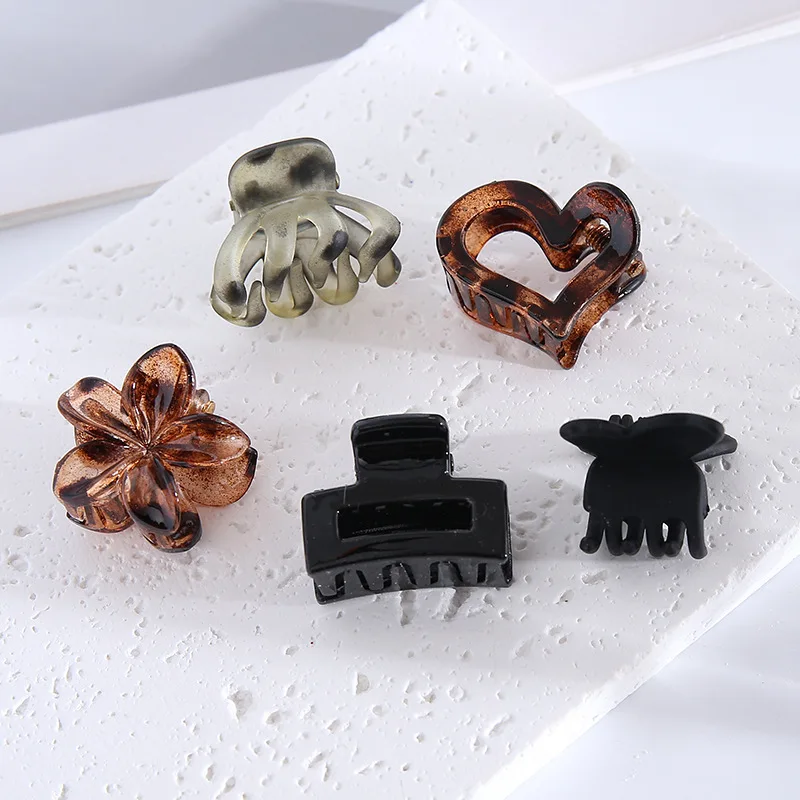 6Pcs Small Flower Hair Claw Clips for Women Girls,Matte Rectange Jaw Clips,Semicircle Barrettes for Thin Hair