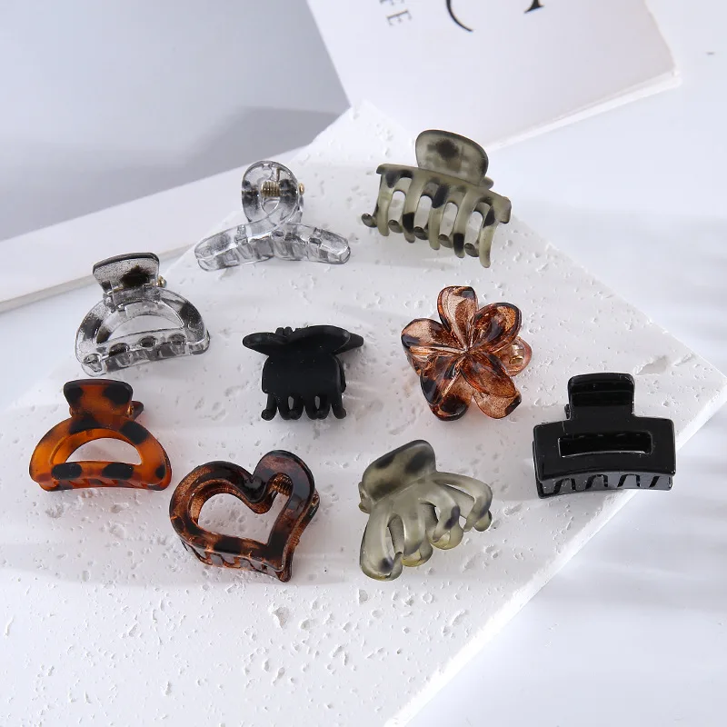 6Pcs Small Flower Hair Claw Clips for Women Girls,Matte Rectange Jaw Clips,Semicircle Barrettes for Thin Hair