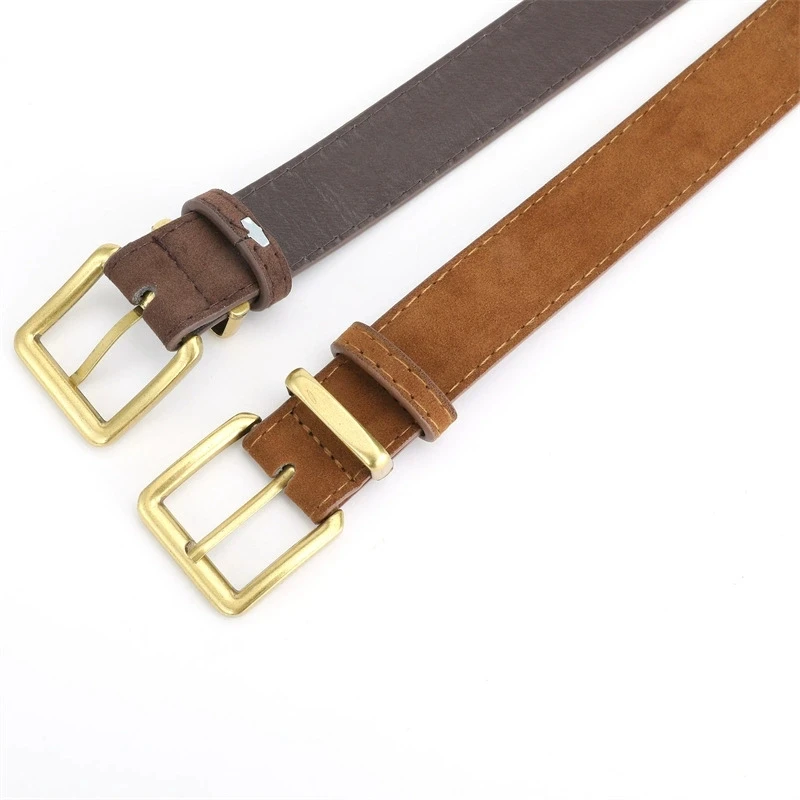 Luxury Suede Pu Leather Belt for Women, Vintage Style with Gold Pin Buckle, 2.8cm Wide Waistband for Dresses & Jeans Accessories