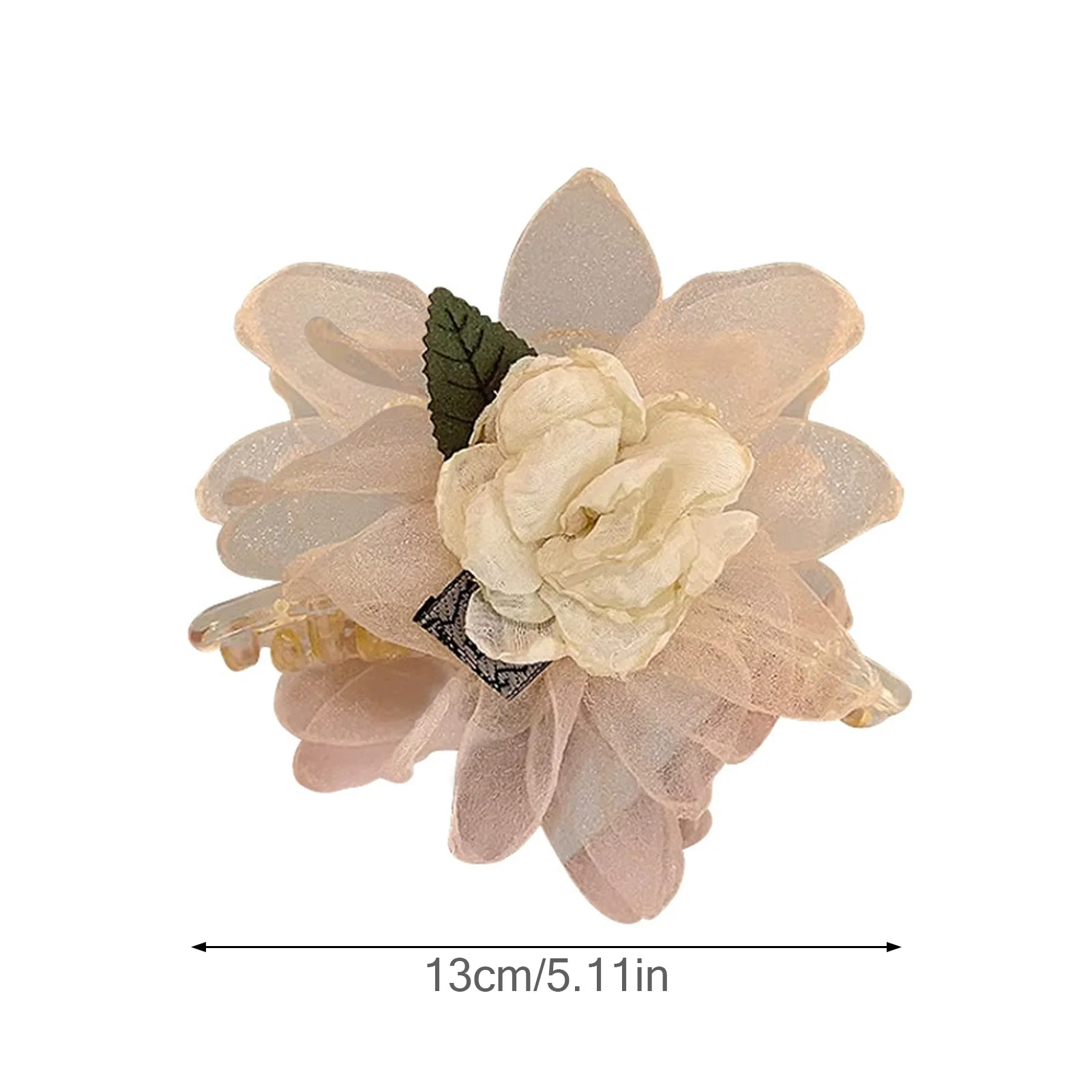 Korean Style Flower Hair Claw Champagne Color Mesh Mountain Camellia Shark Hair Gripper Sweety Exquisite Flower Hair Accessories