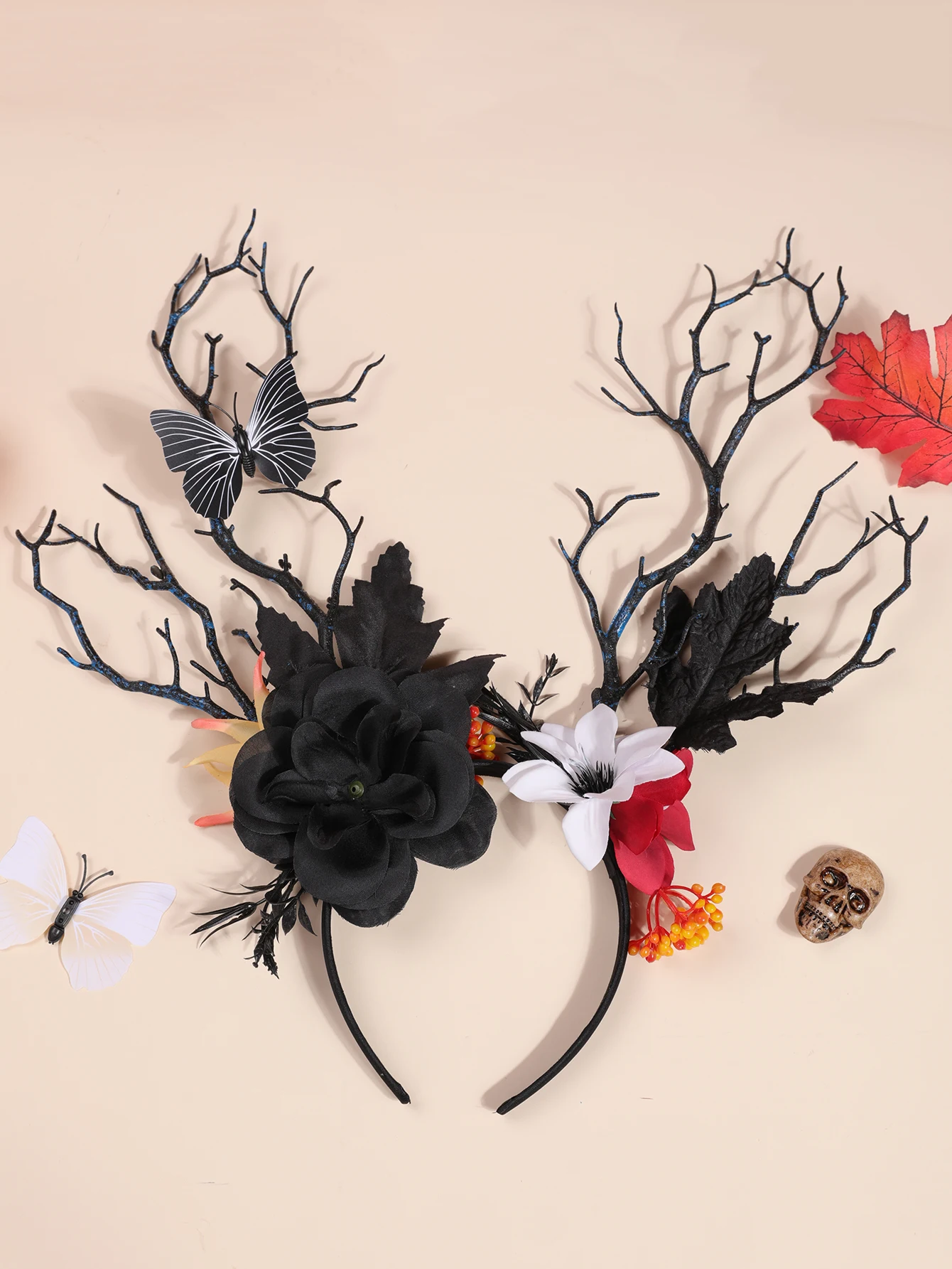 Halloween Black Butterfly Forest Style Creative Elk Branch Hair Band Single Piece Exaggerated Spirit Headwear
