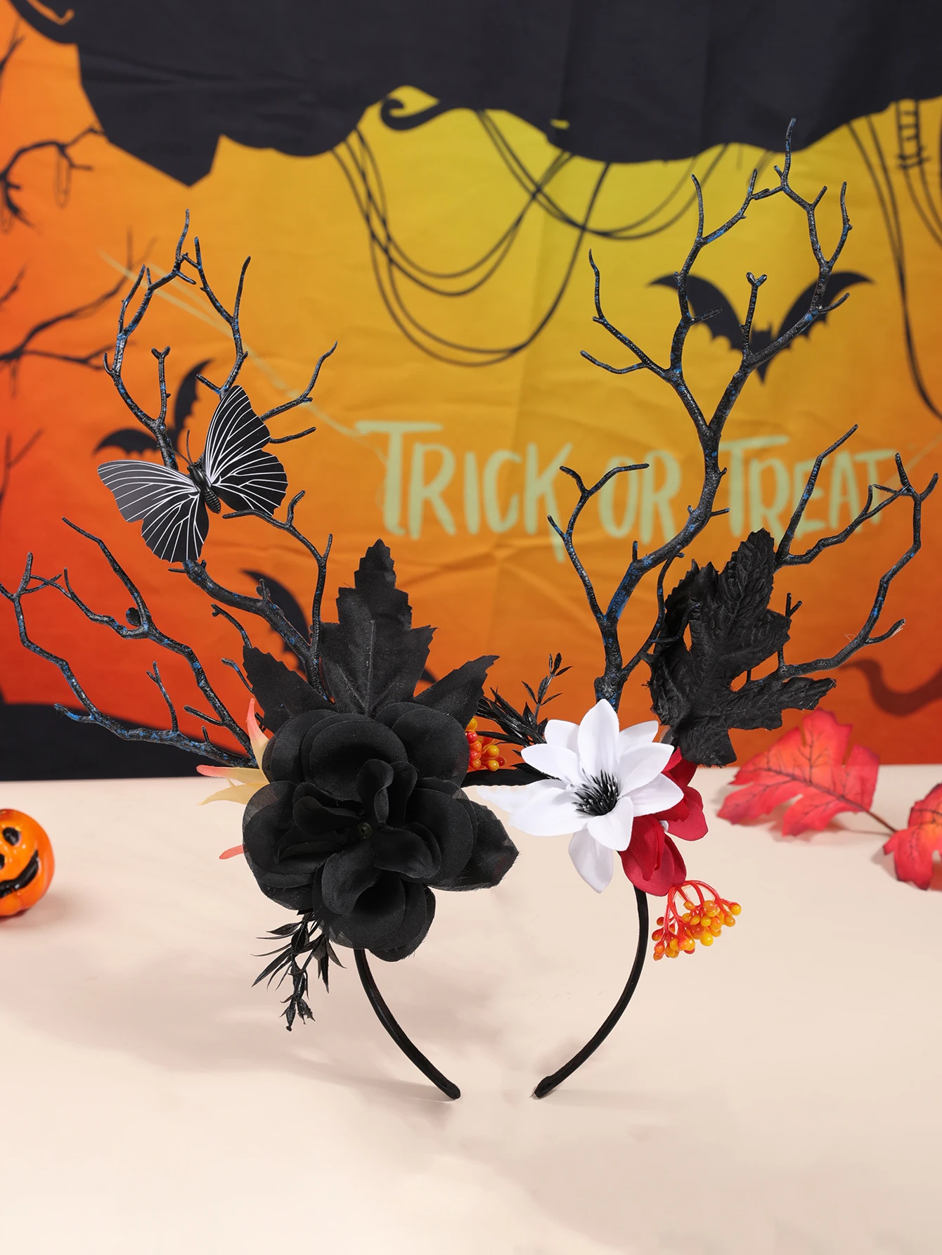 Halloween Black Butterfly Forest Style Creative Elk Branch Hair Band Single Piece Exaggerated Spirit Headwear
