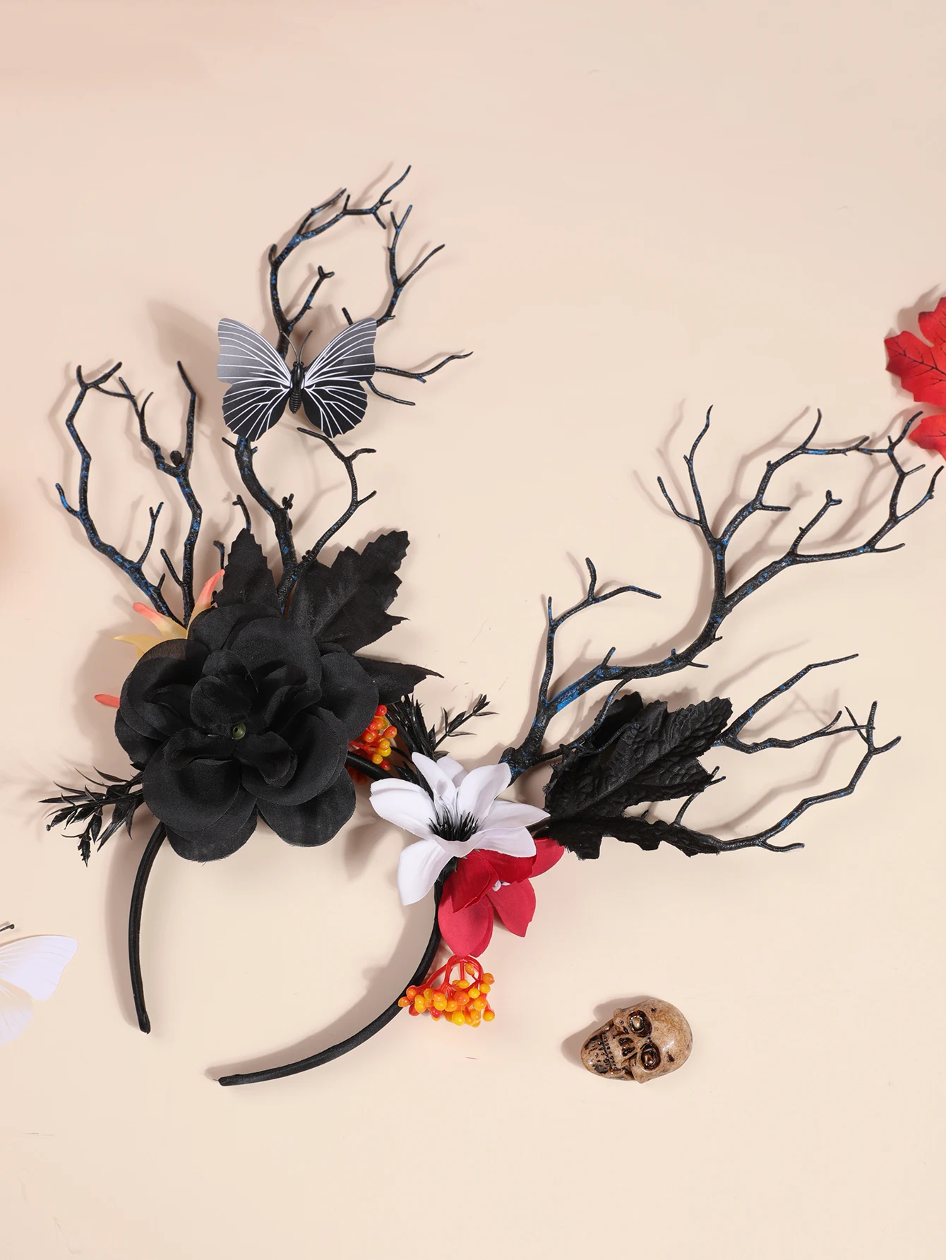 Halloween Black Butterfly Forest Style Creative Elk Branch Hair Band Single Piece Exaggerated Spirit Headwear