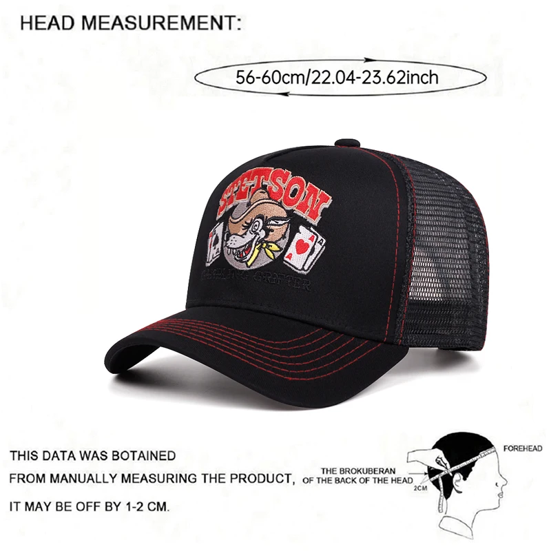 2025 Personalized New Breathable Mesh Hat STETSON Wolf Head Poker Truck Hat Outdoor Sports Sunshade Hat Street HipHop Hat Unisex