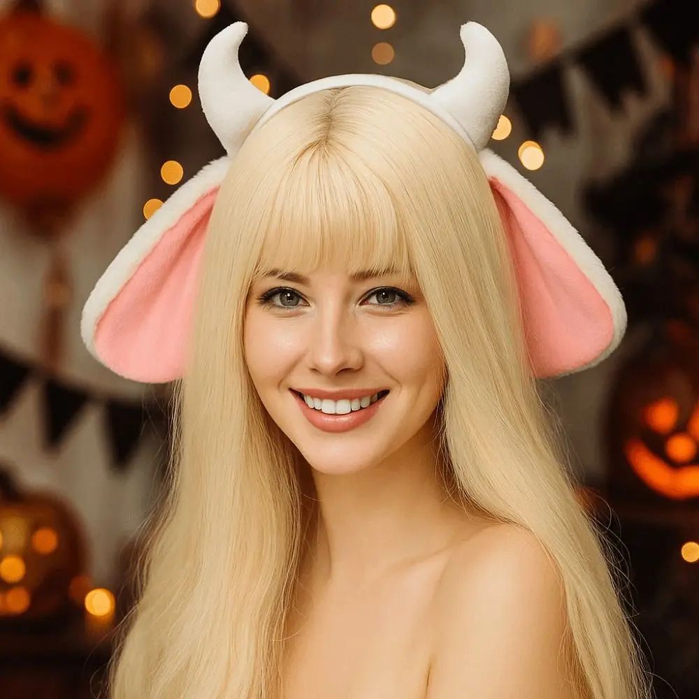 Kawaii Plush Lolita Headband Fluffy Goat Horn Photo Prop Girls Hairband Cute Party Headwear Costume Cosplay