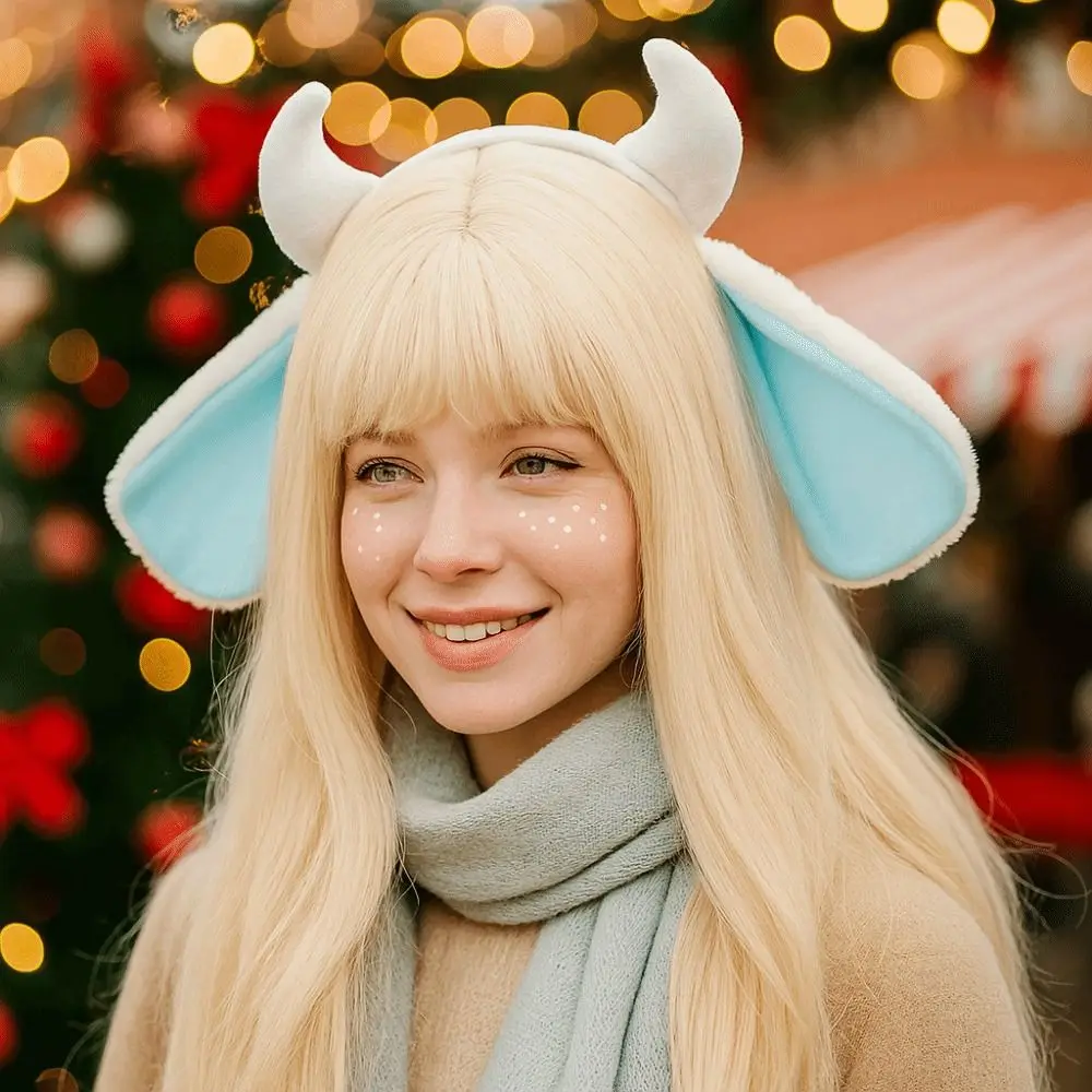 Kawaii Plush Lolita Headband Fluffy Goat Horn Photo Prop Girls Hairband Cute Party Headwear Costume Cosplay