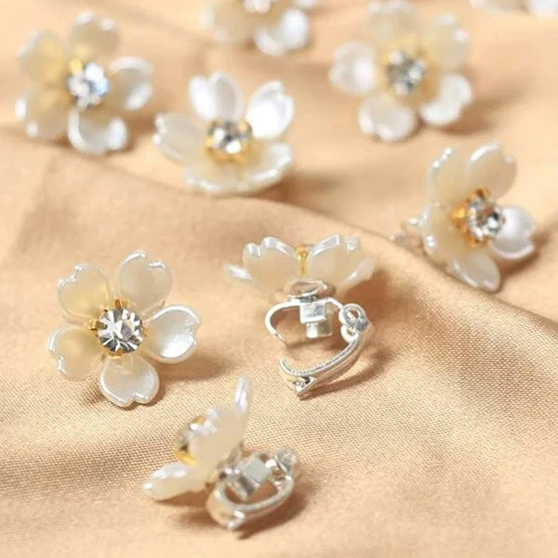 10pcs Sweet Hair Accessories Flower Clips with Braided Pigtails for Hairstyle Decoration