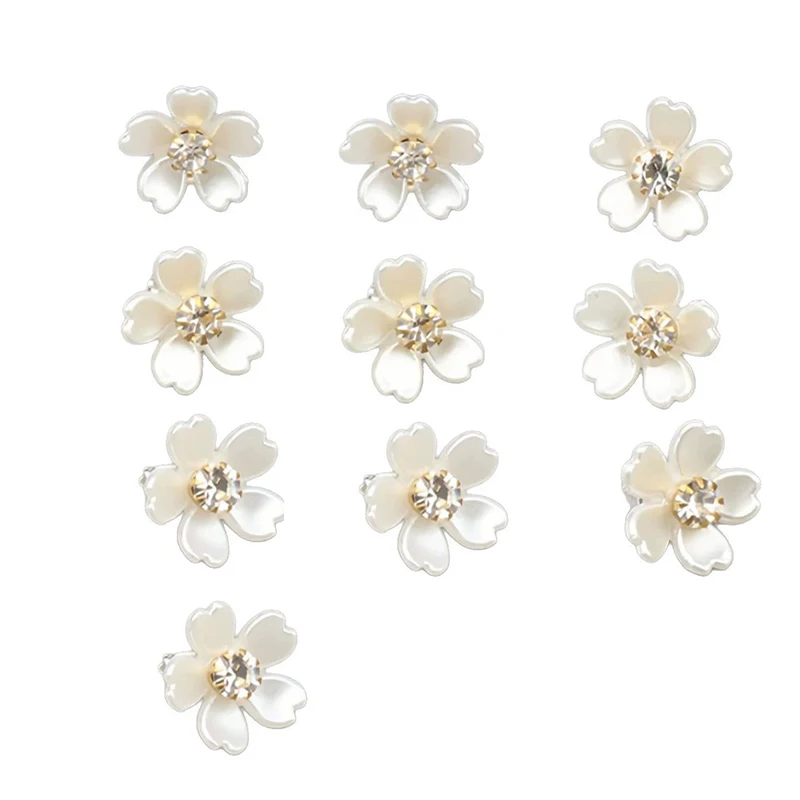 10pcs Sweet Hair Accessories Flower Clips with Braided Pigtails for Hairstyle Decoration