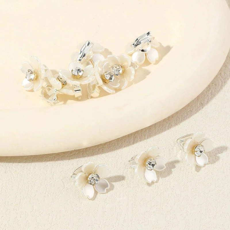 10pcs Sweet Hair Accessories Flower Clips with Braided Pigtails for Hairstyle Decoration