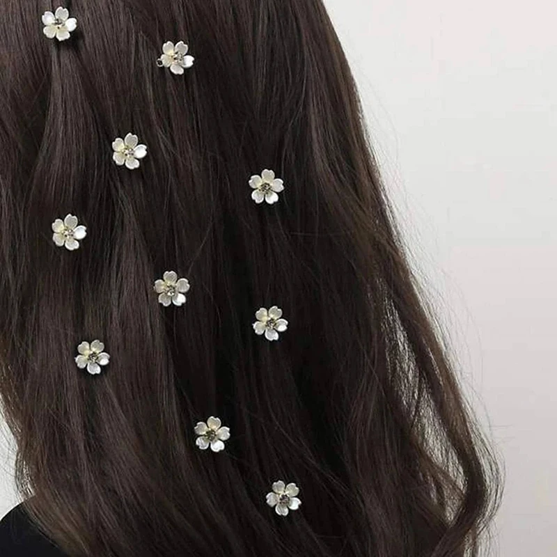10pcs Sweet Hair Accessories Flower Clips with Braided Pigtails for Hairstyle Decoration