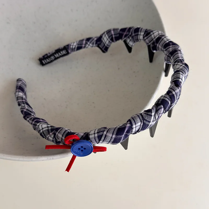 Vintage Headbands for Women British Style Toothed Non-slip Hair Bands Red Bow Blue Hair Hoop Hairband Face Wash Hair Accessories