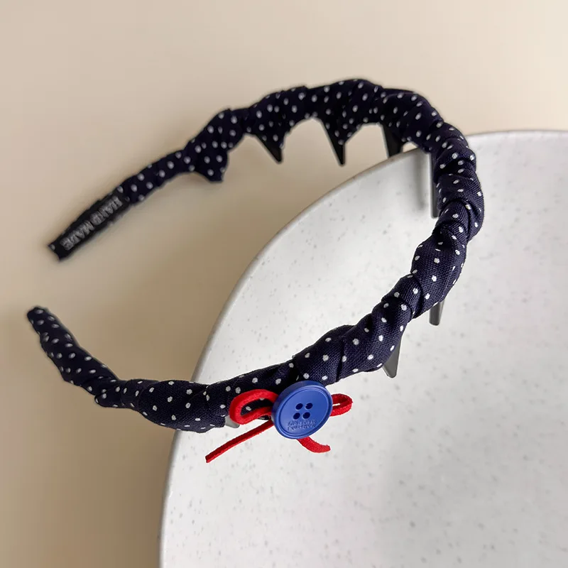 Vintage Headbands for Women British Style Toothed Non-slip Hair Bands Red Bow Blue Hair Hoop Hairband Face Wash Hair Accessories
