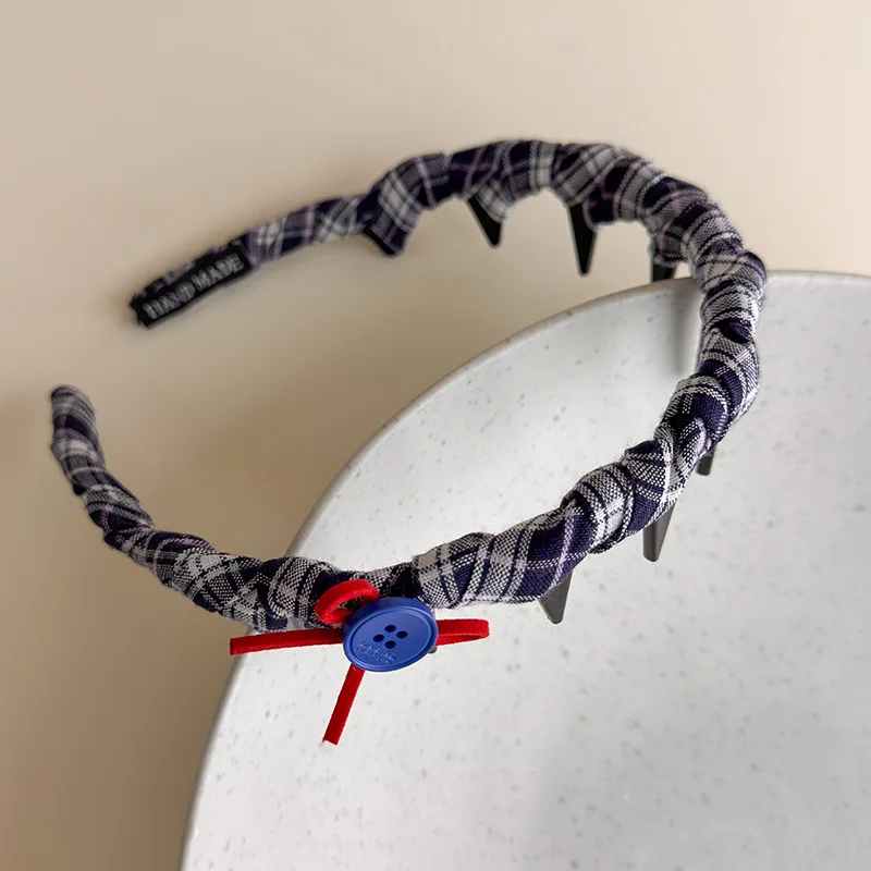 Vintage Headbands for Women British Style Toothed Non-slip Hair Bands Red Bow Blue Hair Hoop Hairband Face Wash Hair Accessories