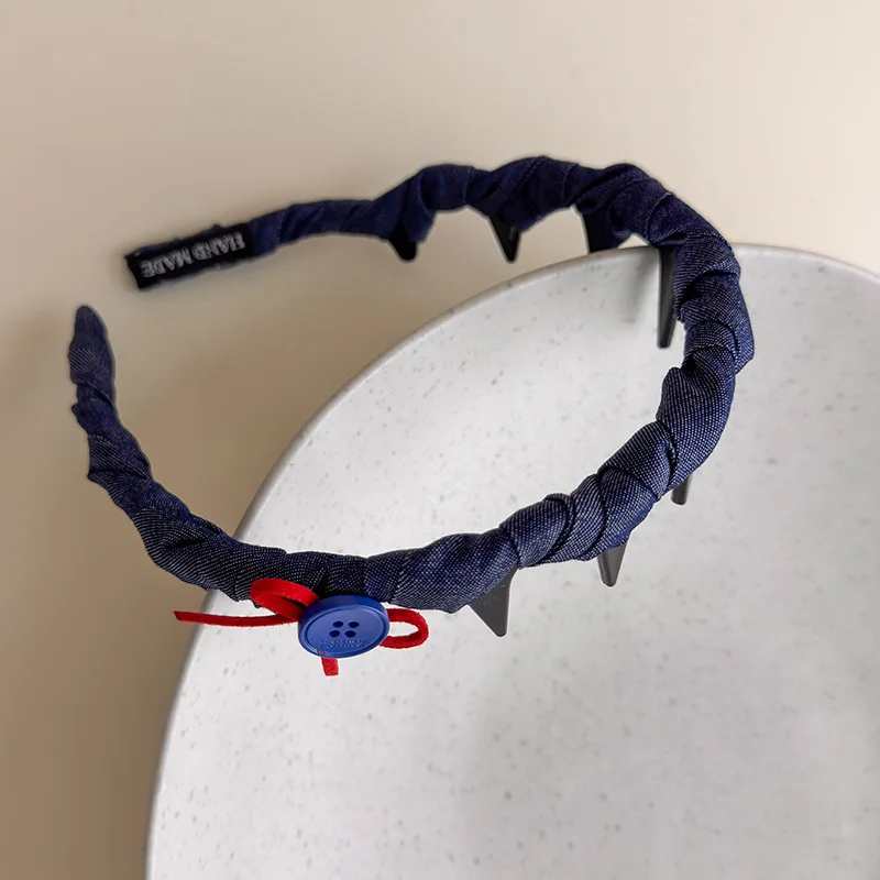 Vintage Headbands for Women British Style Toothed Non-slip Hair Bands Red Bow Blue Hair Hoop Hairband Face Wash Hair Accessories