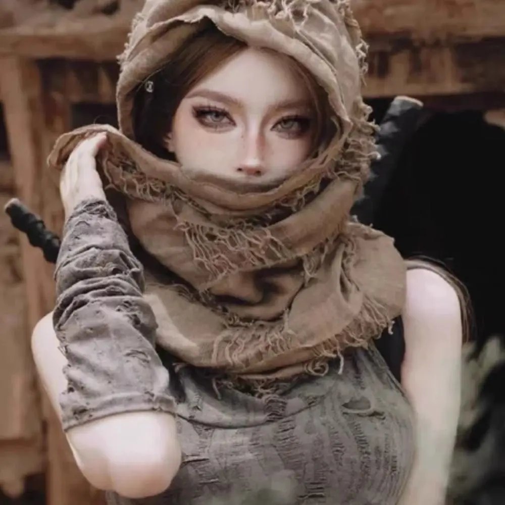Fashion Medieval Style Medieval Cloak With Viking Brooch Beggar Style Hooded Shawl Scarf Scarf Cape Streetwear
