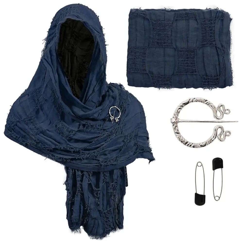 Fashion Medieval Style Medieval Cloak With Viking Brooch Beggar Style Hooded Shawl Scarf Scarf Cape Streetwear