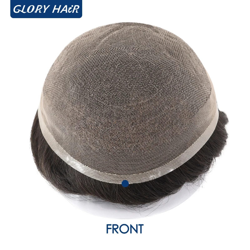 Dura Lace Natural Hairline Lace Toupee Bleached Knots Front Indian Human Hair Toupee For Men Male Hair Prosthesis Korean Lace
