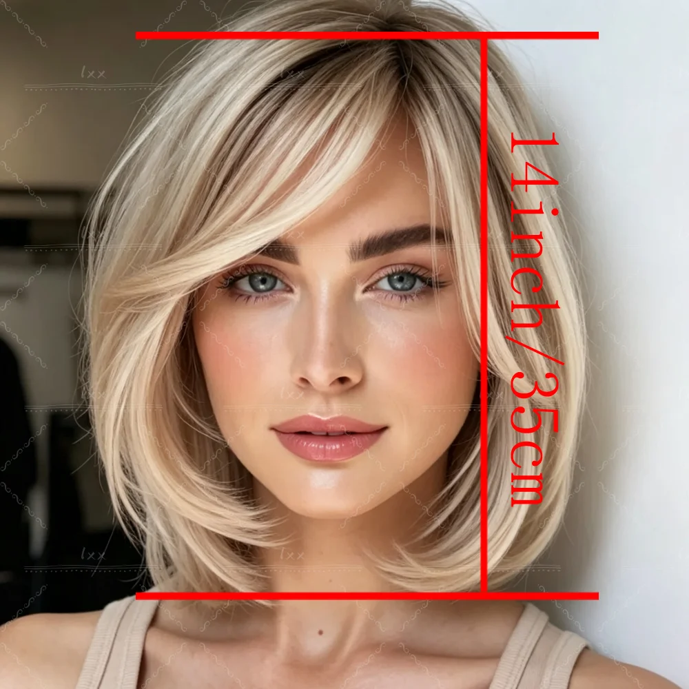Fashion Short Style Straight Highlight Blond 150 Density |100% Human Hair Wig |  13x4 Lace Front Wig with Baby Hair Pre-Plucked