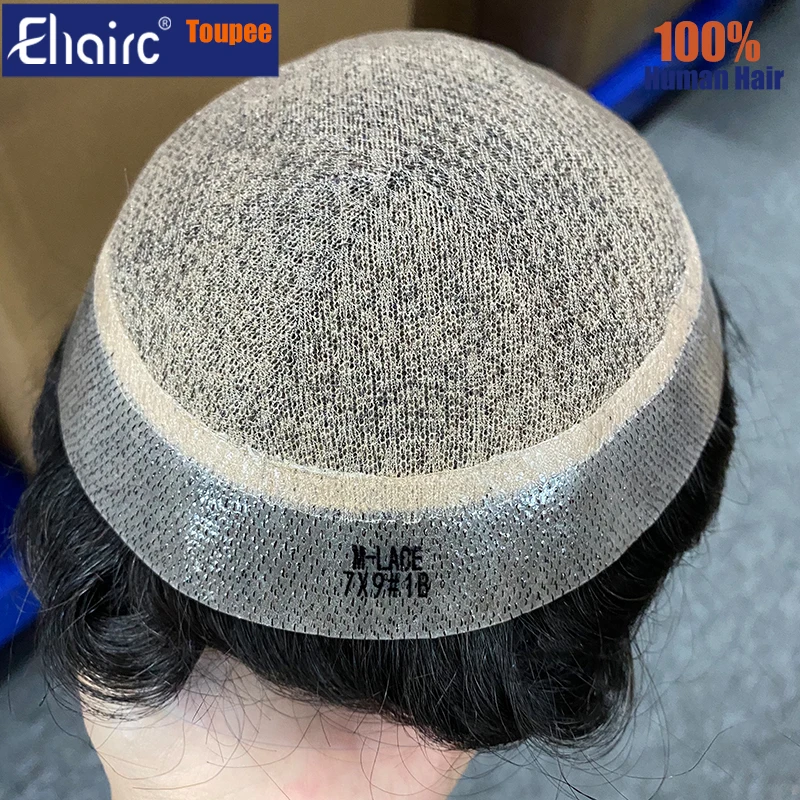M Lace|Silk Base with Diamond Net Men's Wigs For Men Hair System 6" Toupee Men Durable 100% Human Hair System Unit Mens Wig