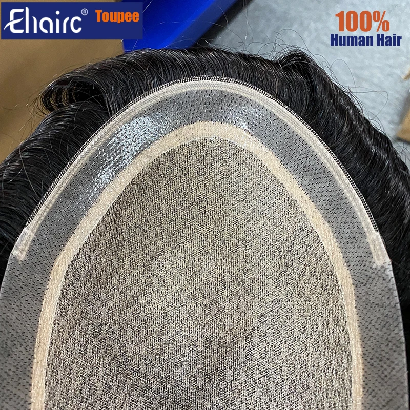 M Lace|Silk Base with Diamond Net Men's Wigs For Men Hair System 6" Toupee Men Durable 100% Human Hair System Unit Mens Wig