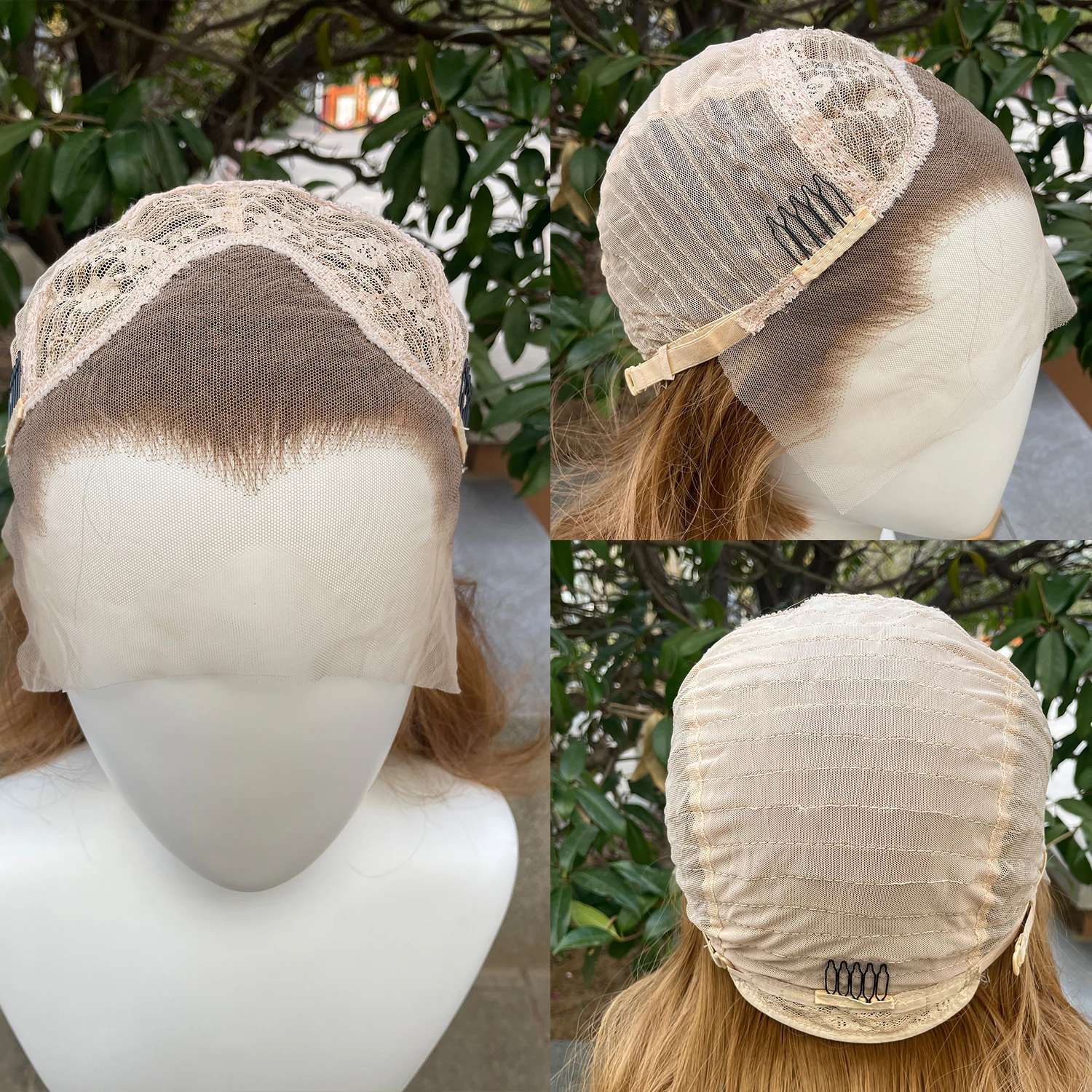 Peak Honey Brown 13X4 Synthetic Lace Front Wigs for Women Shoulder Length Mullet Cosplay Wig for Men Half Hand Tied Glueless