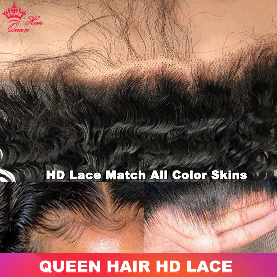Queen Hair Real HD Burmese curly 13x6 13x4 Frontal Virgin Human Raw Hair Lace Frontal Ear to Ear Real Invisible HD Lace