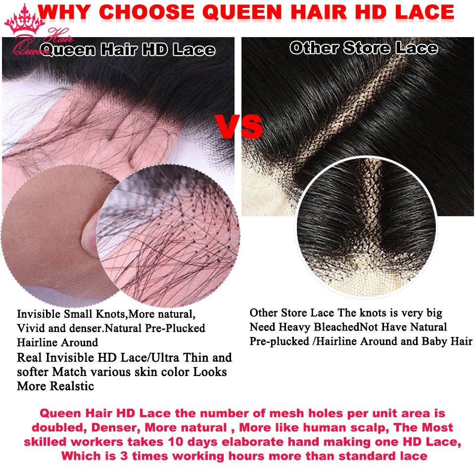 Queen Hair Real HD Burmese curly 13x6 13x4 Frontal Virgin Human Raw Hair Lace Frontal Ear to Ear Real Invisible HD Lace