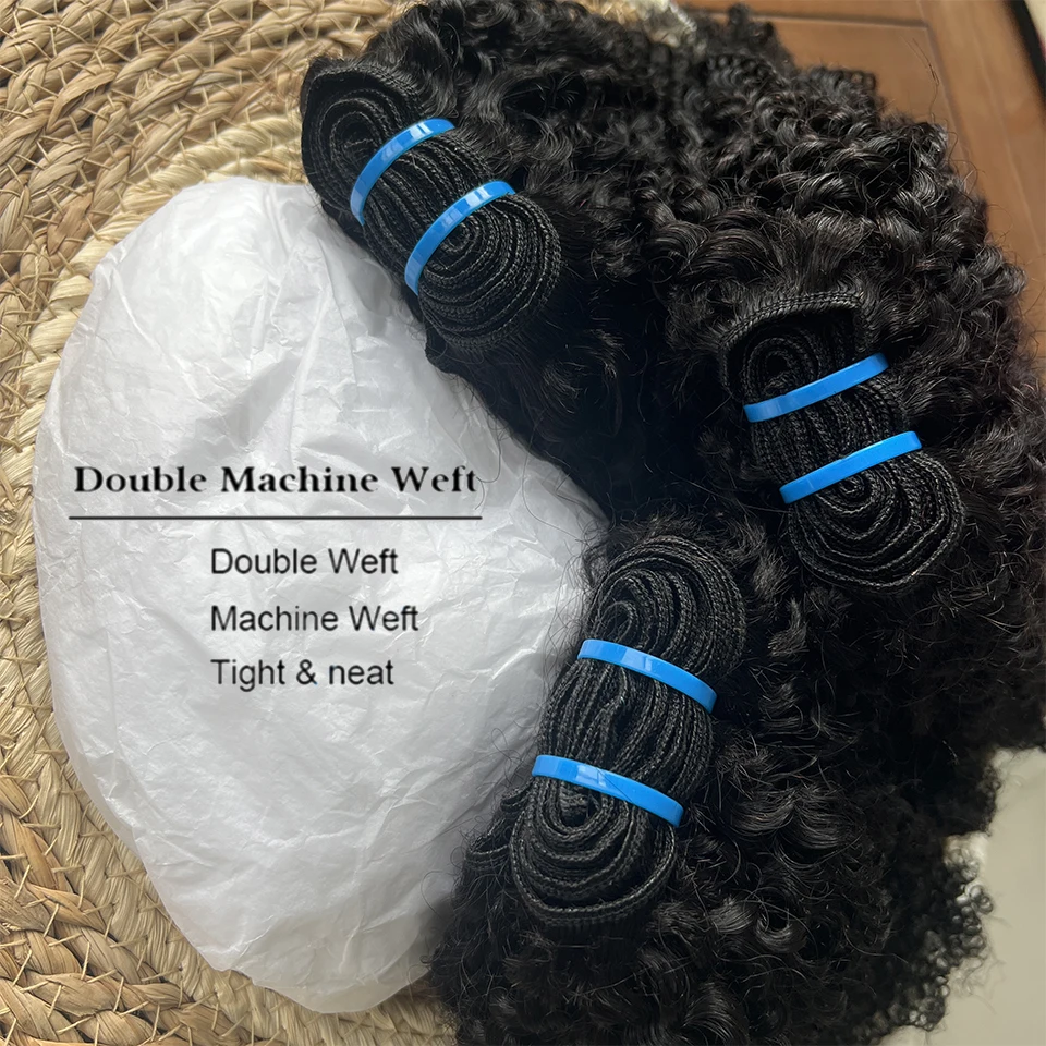Unprocessed Raw Indian Afro Curly Bundles Human Hair 4A 4B 4C Afro Kinky Curly Human Hair Bundles Double Weft Virgin Human Hair Extensions Natural Color Soft Real Human Hair Weave Bundles For Women Daily Use Birthday Holiday Gift Kpop Popular Hairstyles