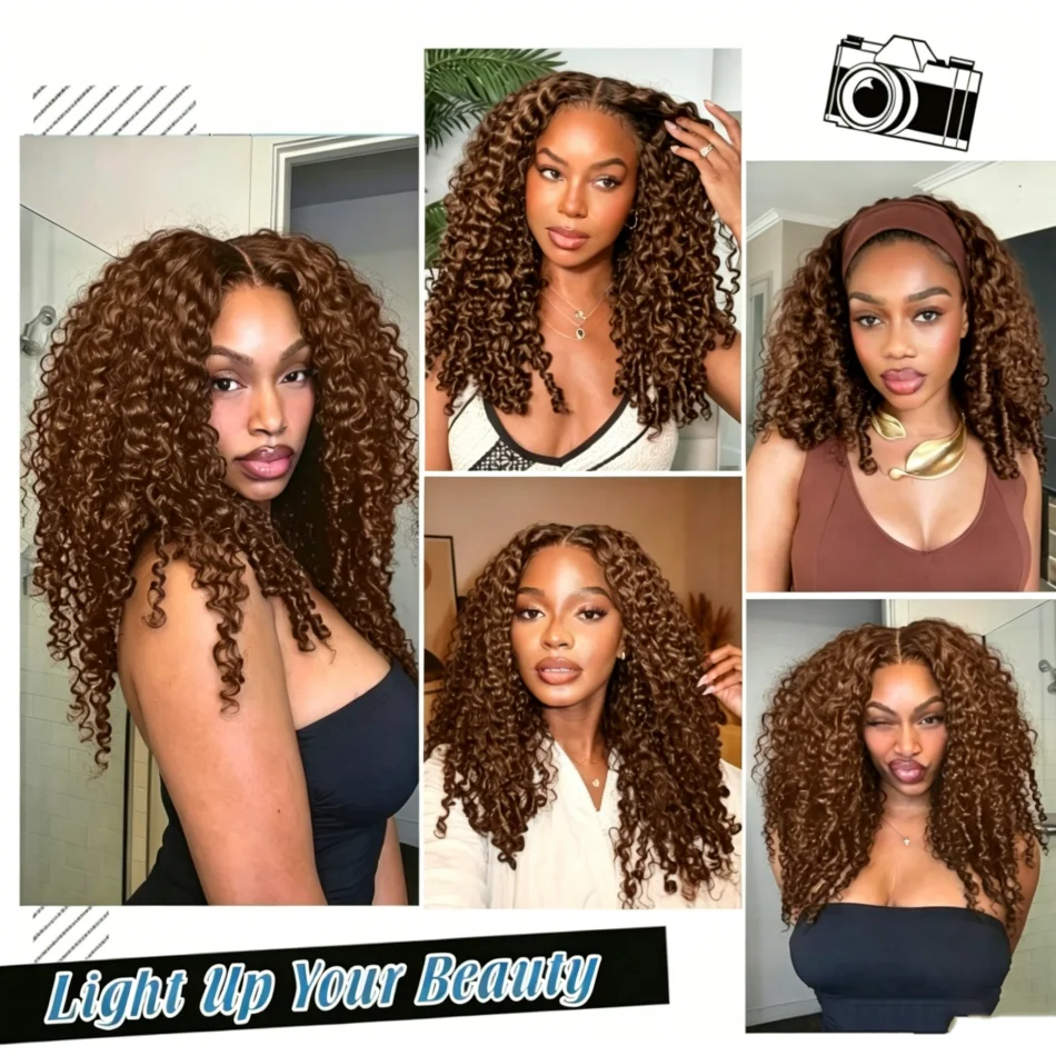 Burmese Curly Chocolate Brown Crochet Hair 60g Pre-Separated Invisible Knotless Human Crochet Hair Reusable Lightweight Hair Extensions For Women