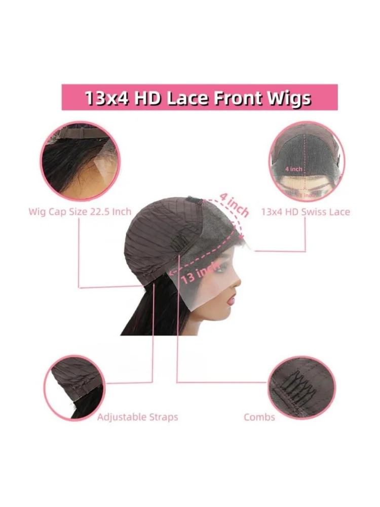 TIMOPOL Straight Hair 13x4 Women's Front Lace Wig | 180 Density, High-Definition Front Lace Wig, Reduces Hair Loss