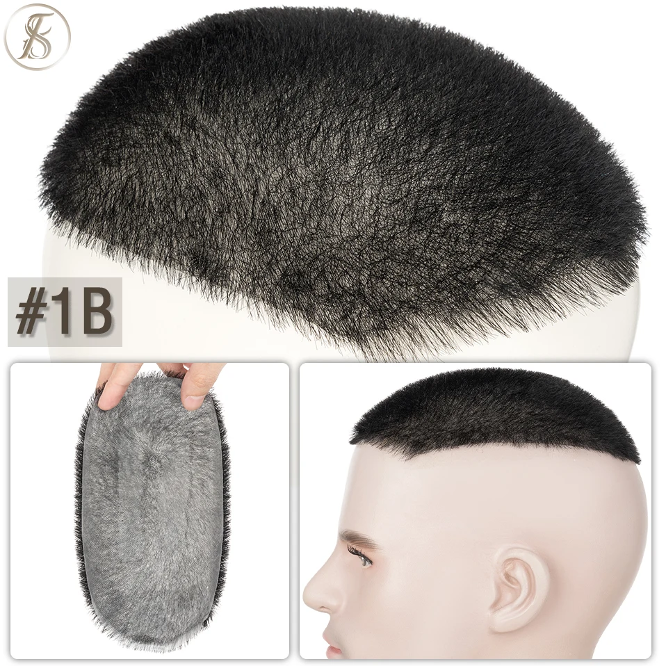 TESS Men Hair Wig 100% Human Hair Men Toupee Buzz Cut Hair System Super Thin Skin Natural Black Short Hair Pieces Wigs for Male