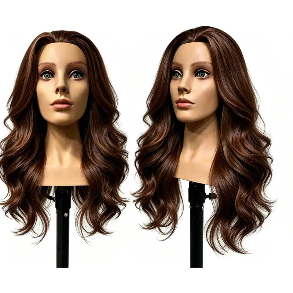 95% Real Hair Mannequin Head with Shoulders, 26 Inch Long Straight Hair, Training Head for Hairdresser Practice Cutting Styling